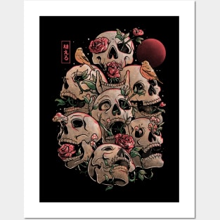 Life Grows Through Death Skull Flowers Gift Posters and Art